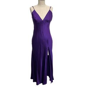 Vtg 90s Y2K Sz S Babydoll Silk Purple Midi Slip Dress Sexy Lingerie Whimsigoth